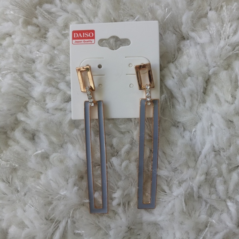 Grey Enamel Drop Earrings